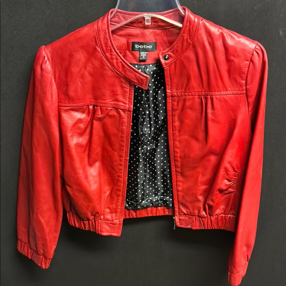 Bebe Women's Red Leather Jacket